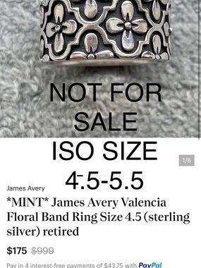 James Avery Sterling Silver Floral Pattern Band